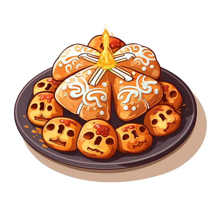 Decorated Bread Illustration for Day of the Dead
