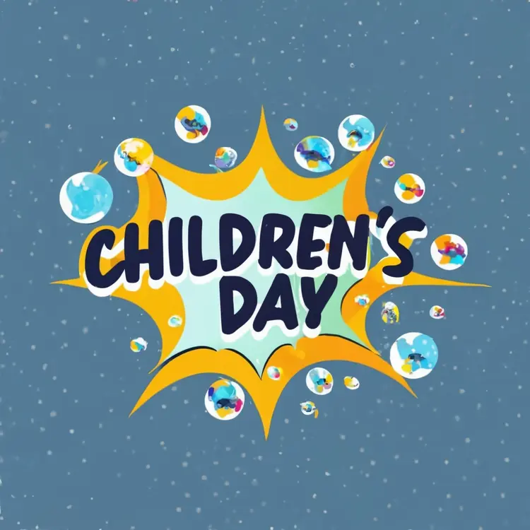 Children's Day Text with Globes and Stars