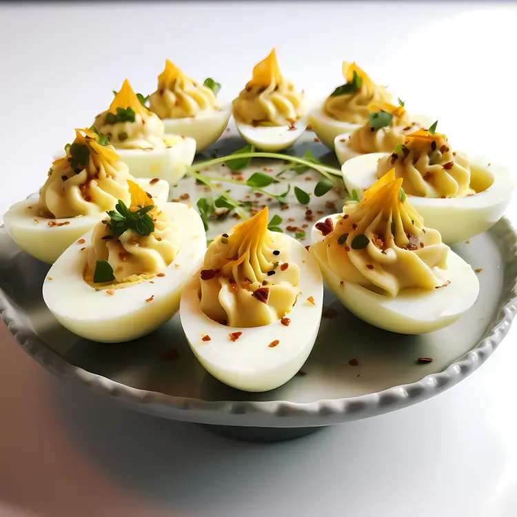 Deviled Eggs with Herb and Spice Garnish