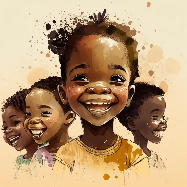 Happy Smiling Children Illustration
