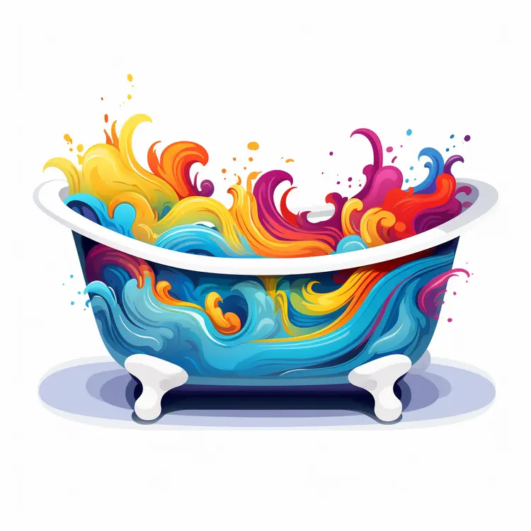 Colorful Bathtub with Swirling Water