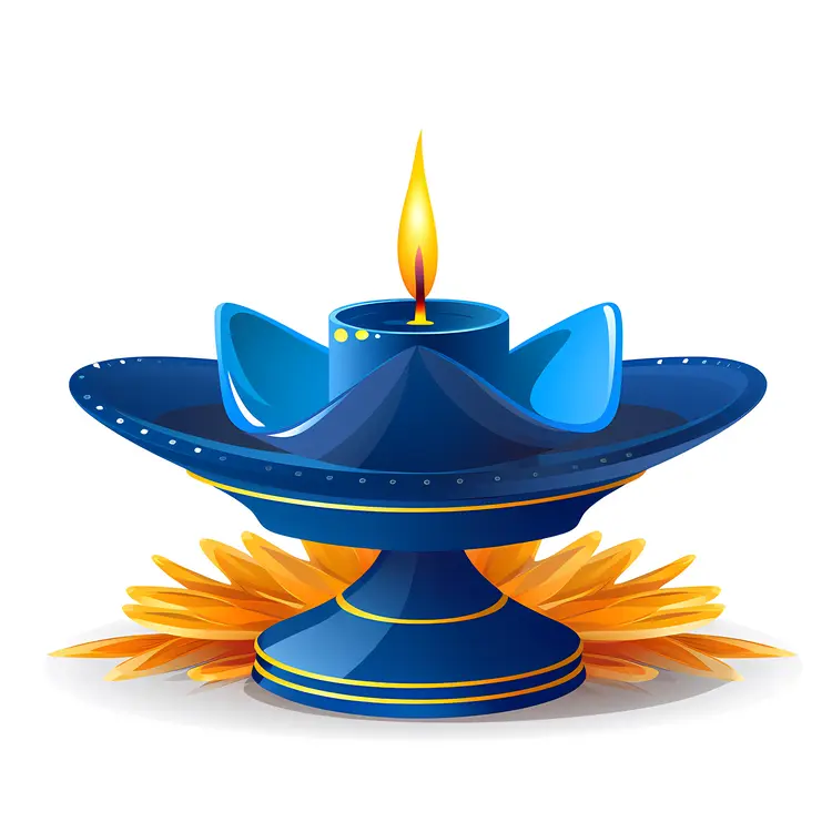 Blue Candle Holder with Flame