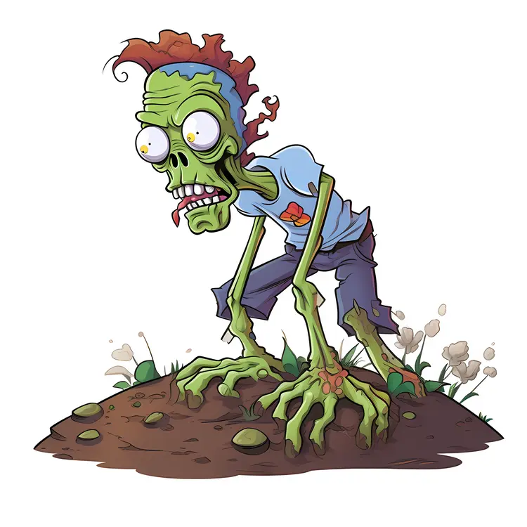 Cartoon Zombie Rising from the Ground