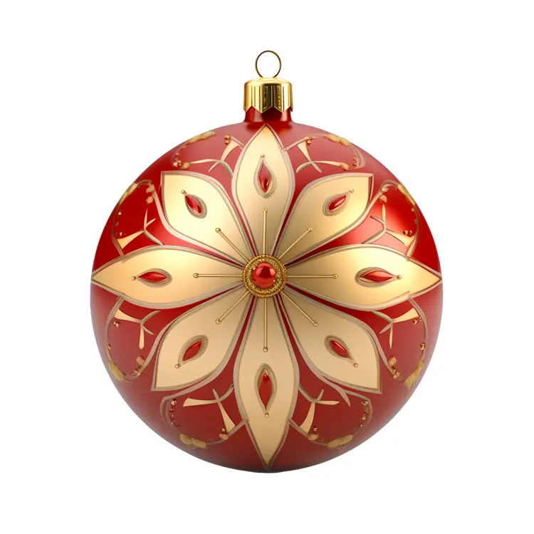 Red and Gold Floral Christmas Ornament