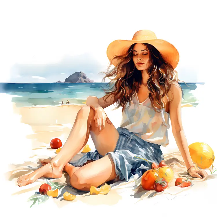 Relaxing Woman on a Sunny Beach