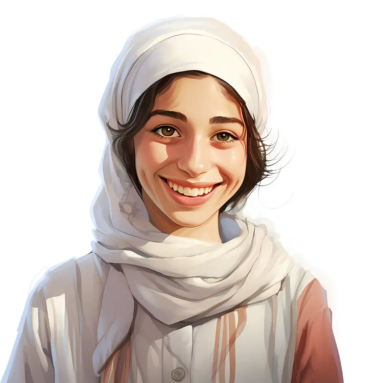 Smiling Girl in Headscarf Portrait
