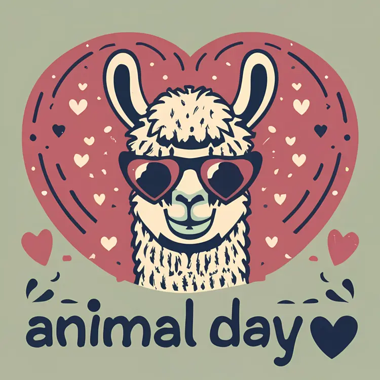 Animal Day with Llama and Hearts