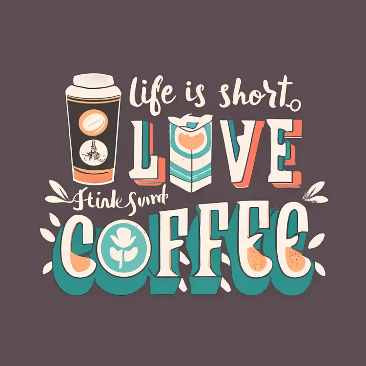 Life is Short, Love Coffee Text Art