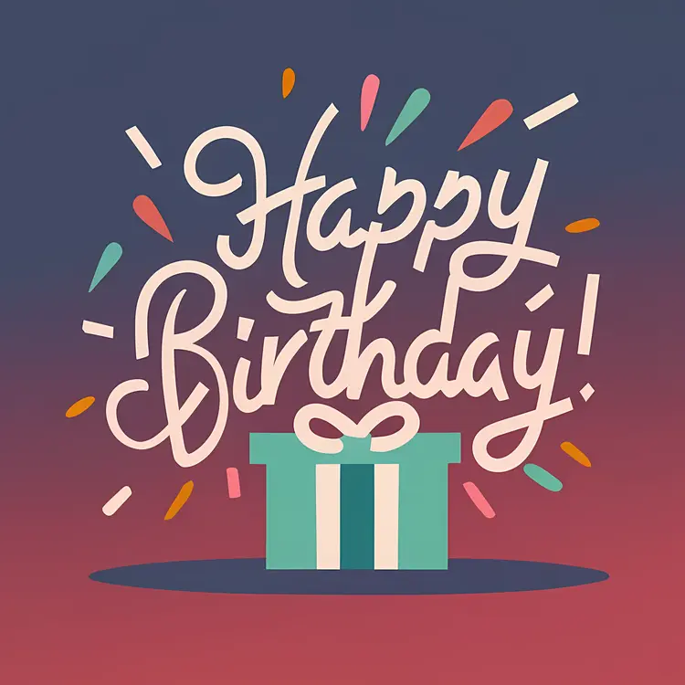 Happy Birthday Gift Box with Confetti