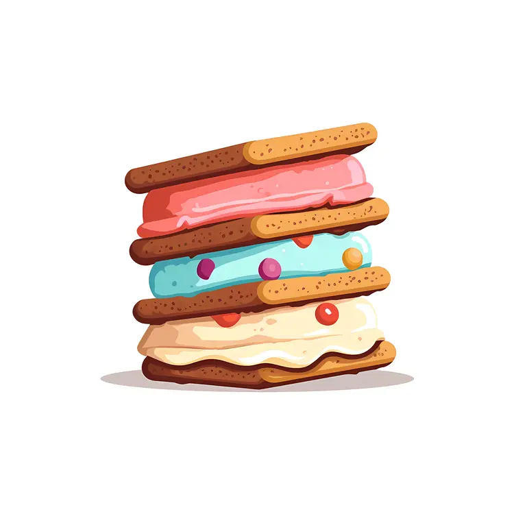 Stacked Ice Cream Sandwich with Colorful Layers