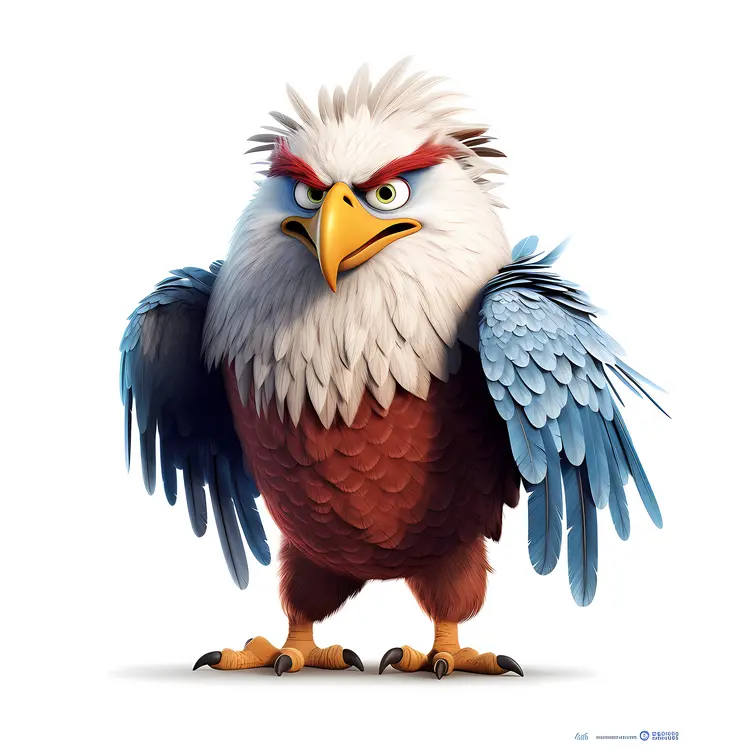 Angry Cartoon Eagle with Colorful Feathers
