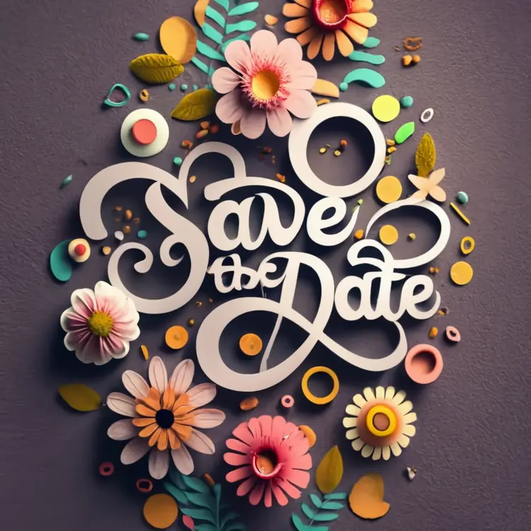 Save the Date with Floral Decorations