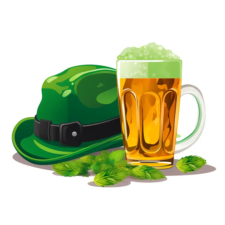 Beer and Green Hat for St. Patrick's Day Celebration