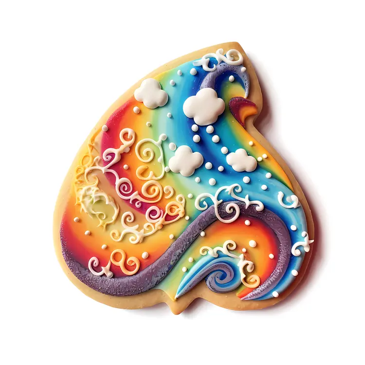 Colorful Decorated Cookie with Artistic Icing