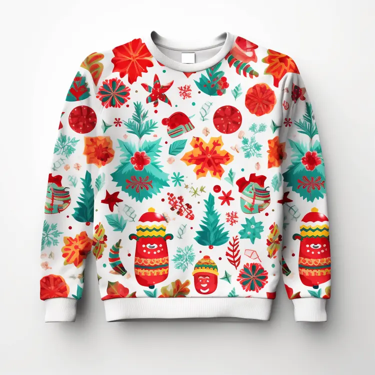 Festive Christmas Sweater with Colorful Patterns