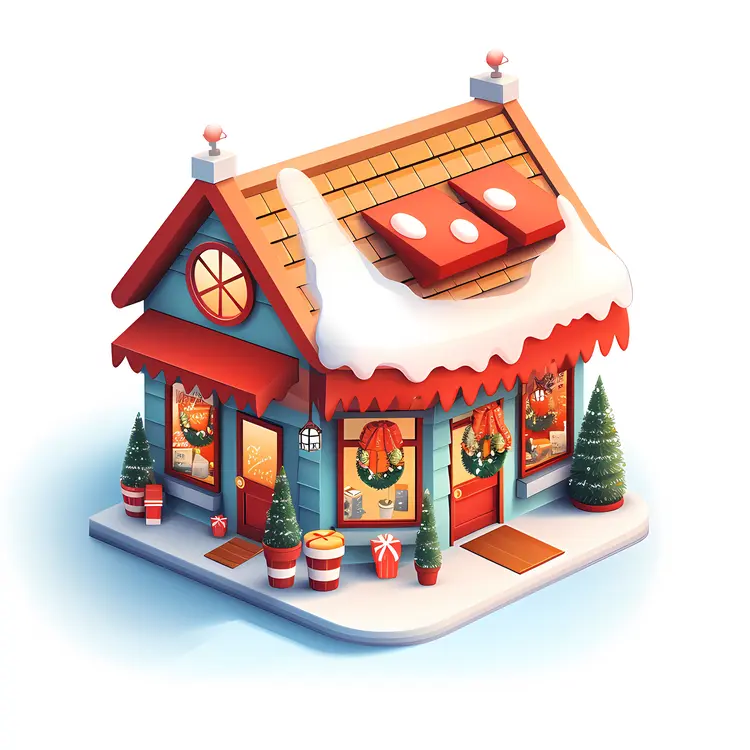 Snow-Covered Christmas Shop