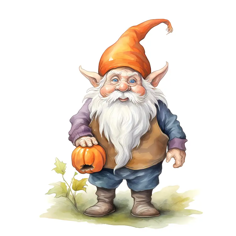 Cute Gnome with Pumpkin for Halloween