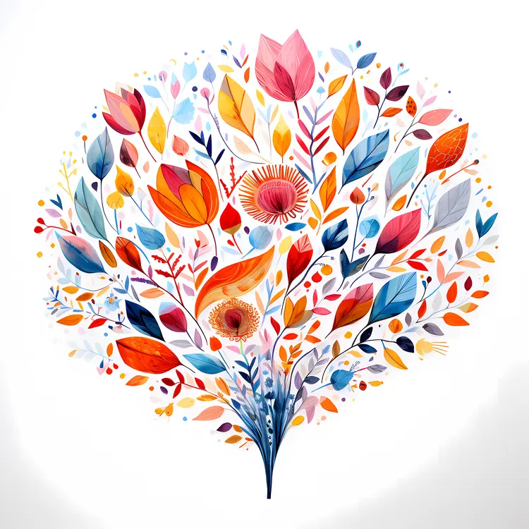 Colorful Tree with Flowers and Leaves