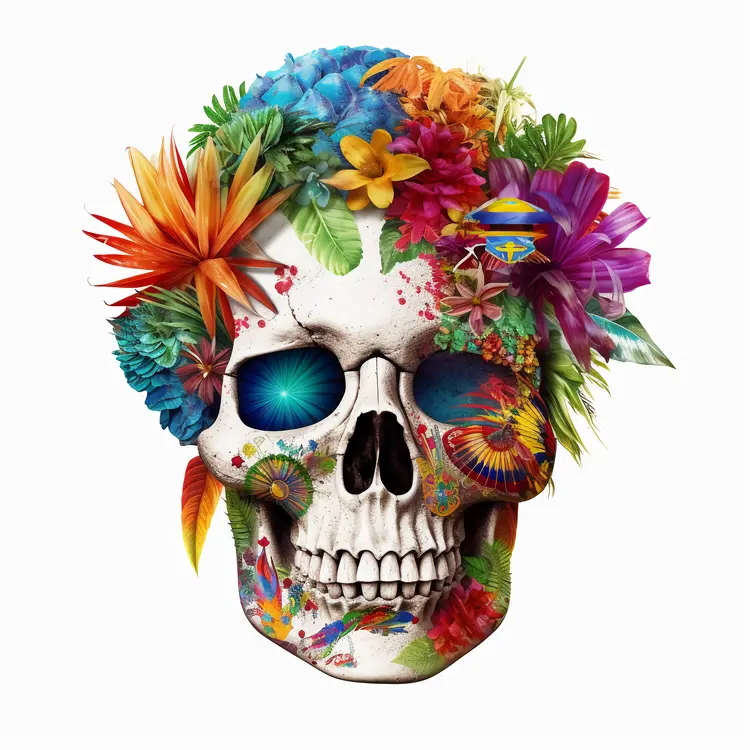 Colorful Floral Skull for Day of the Dead Celebration