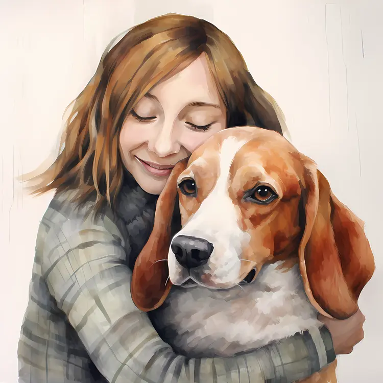Happy Person Hugging Dog