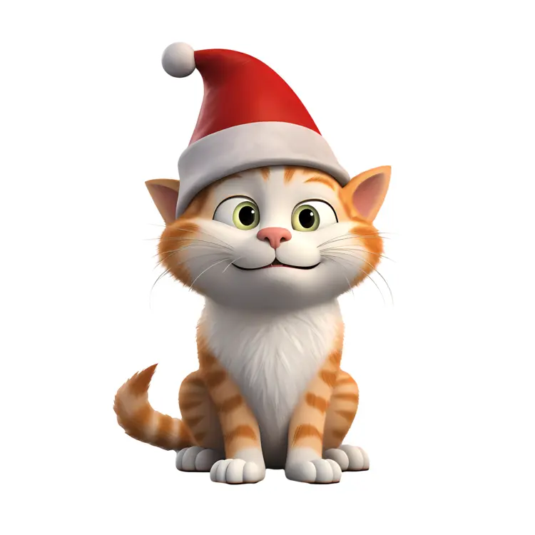 Adorable Cat with Santa Hat for Christmas