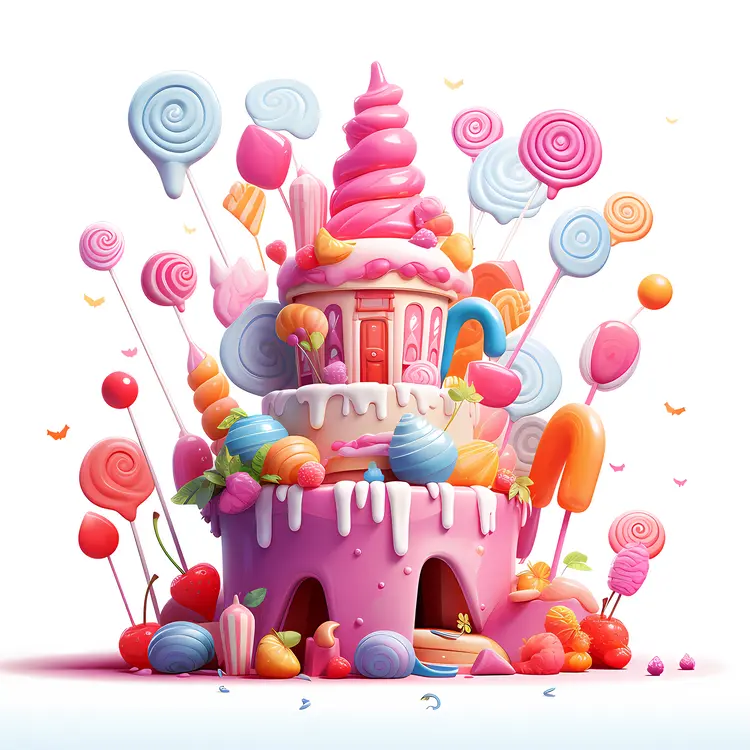 Candy Castle with Lollipops and Sweets