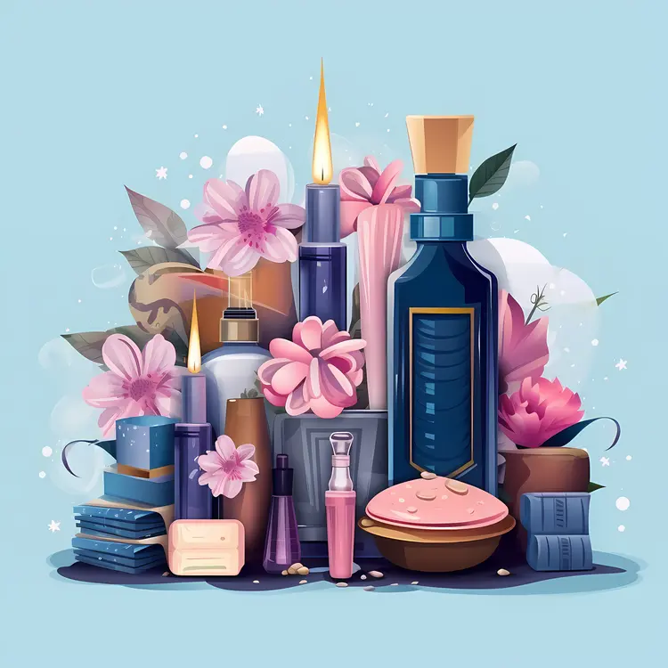 Elegant Perfume Bottles with Floral Arrangement