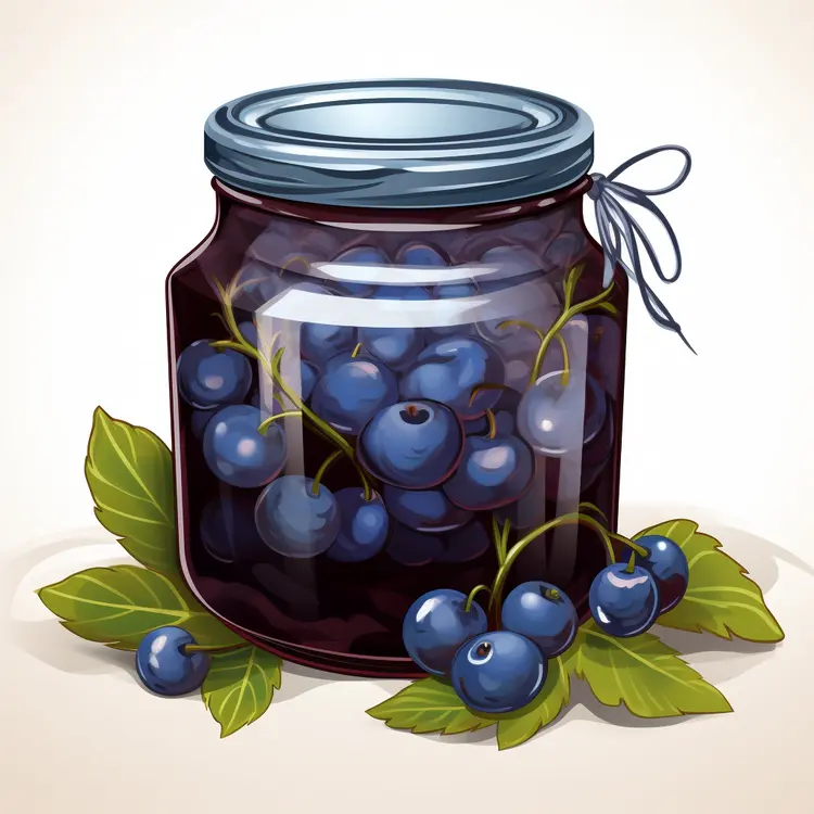 Delicious Blueberry Jam in Glass Jar