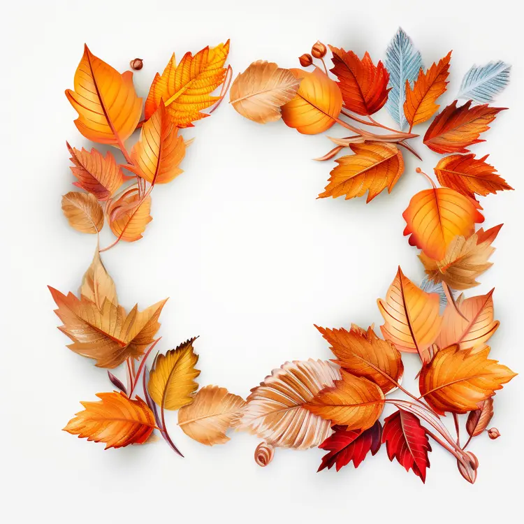 Decorative Frame with Autumn Leaves