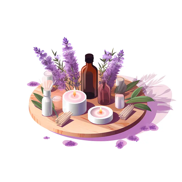 Candles and Bottles with Lavender
