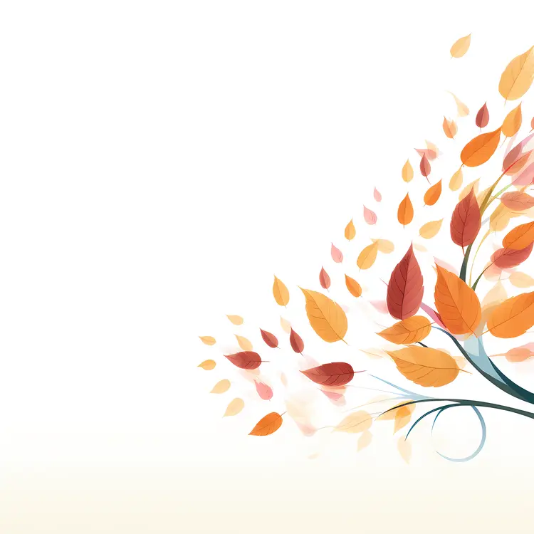Autumn Leaves Falling from a Branch
