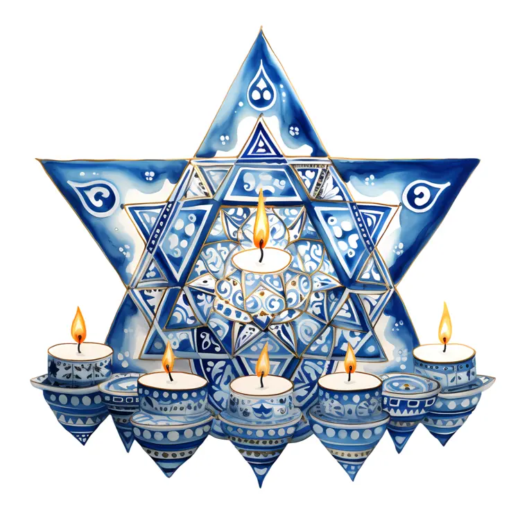 Blue Star with Candles for Festival Decoration