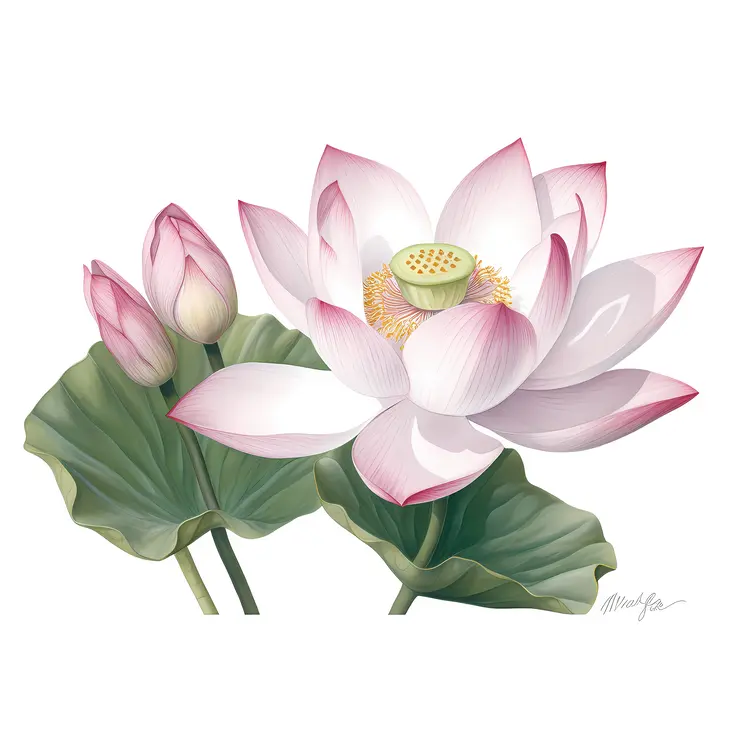 Beautiful Pink Lotus Flower Illustration