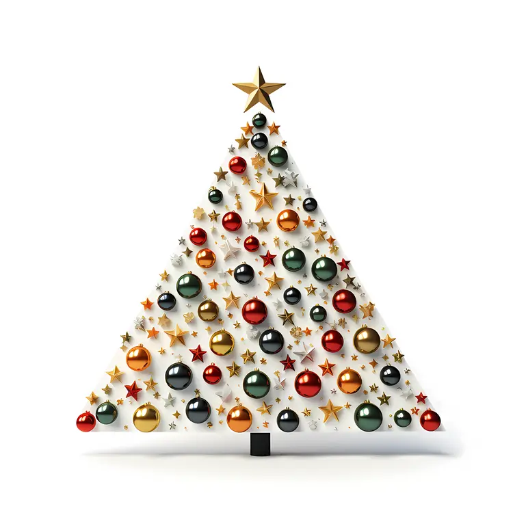 White Christmas Tree with Baubles and Star