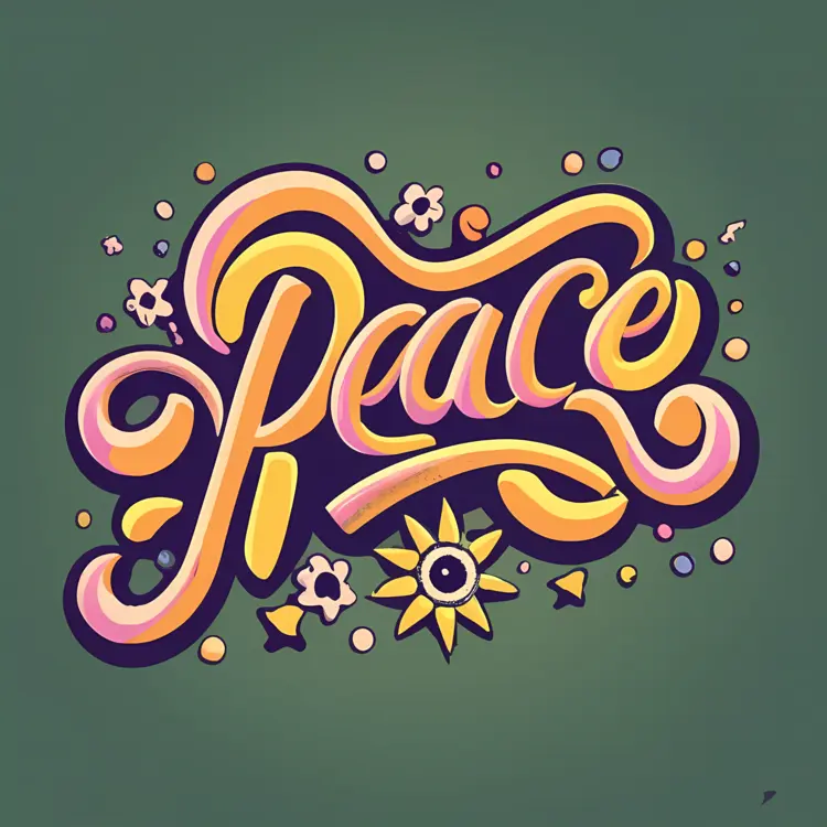 Peace Greeting with Flowers and Dots