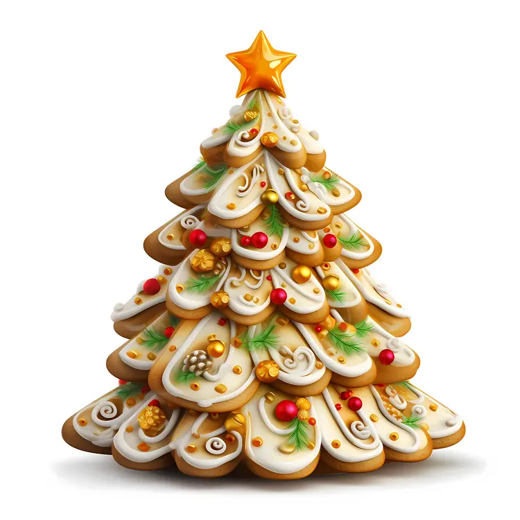Decorated Christmas Tree Cookie with Star Topper
