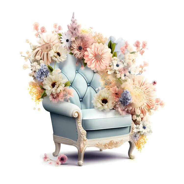 Elegant Armchair with Floral Decoration