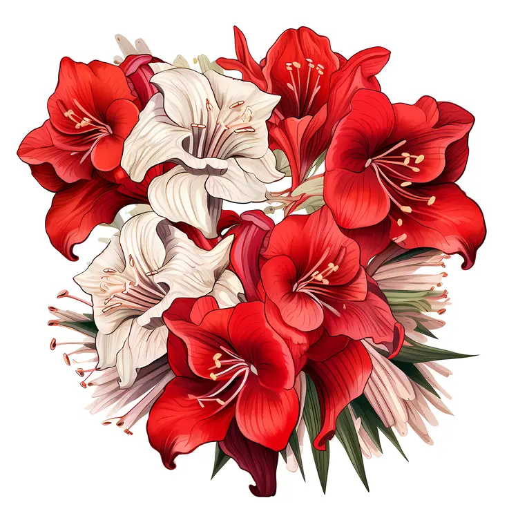 Red and White Flower Bouquet