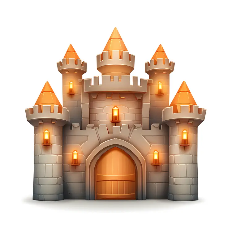 Stone Castle with Orange Roofs