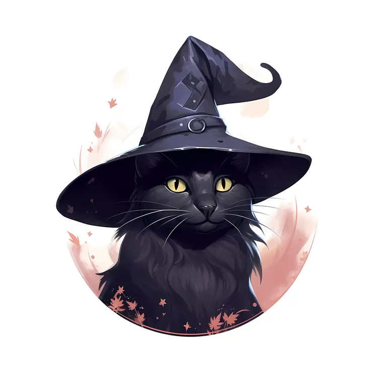 Black Cat with Witch Hat