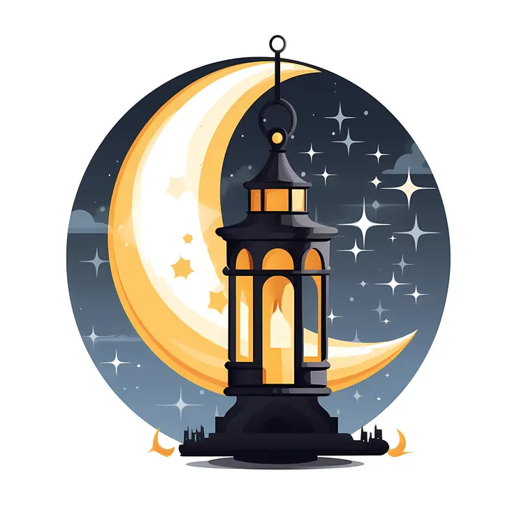 Lantern with Crescent Moon and Stars