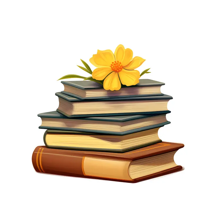 Stack of Books with a Flower