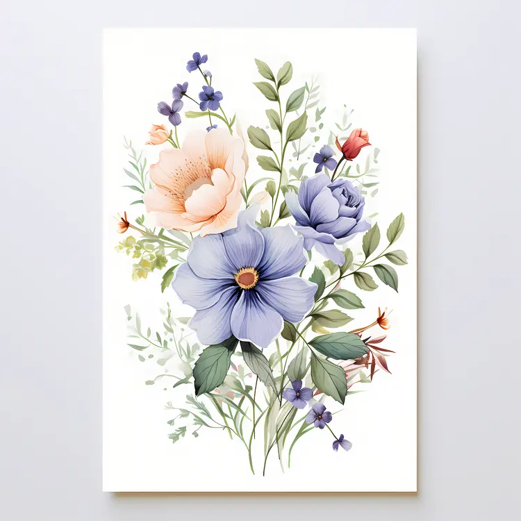 Charming Floral Bouquet with Blue and Peach Flowers