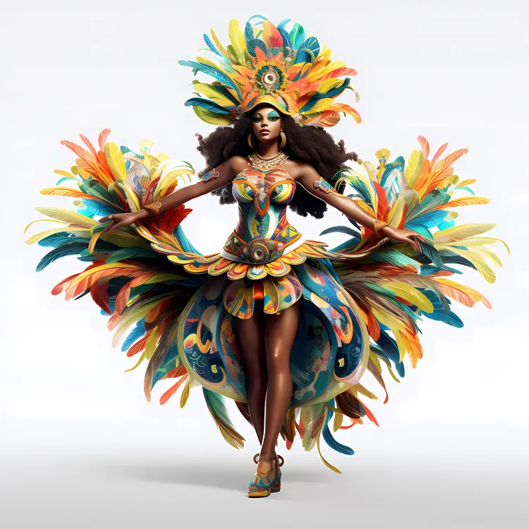 Colorful Feathered Carnival Dancer