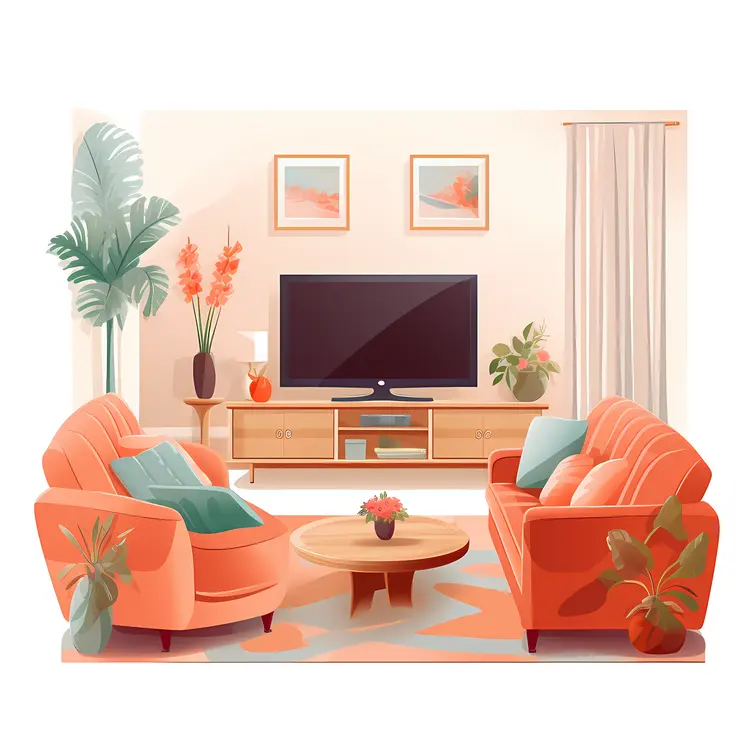 Elegant Living Room with TV