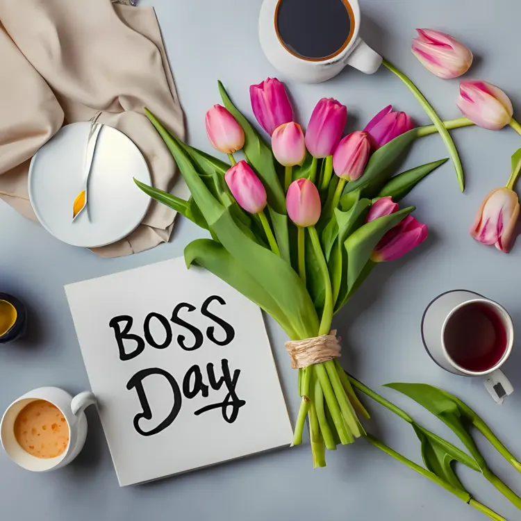 Tulips and Coffee Cups for Boss Day