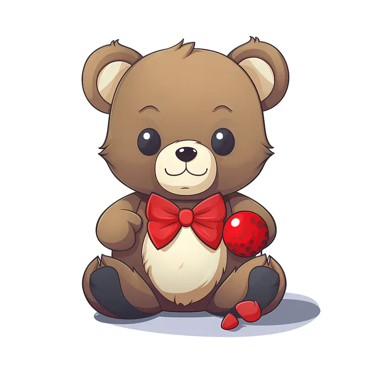 Cute Teddy Bear with Red Bow