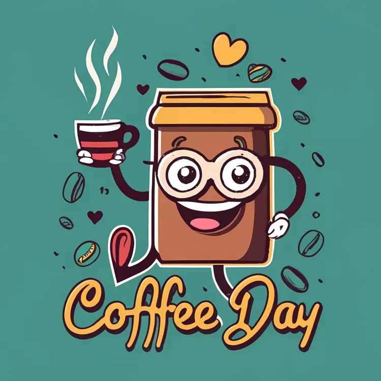 Happy Coffee Cup with Glasses