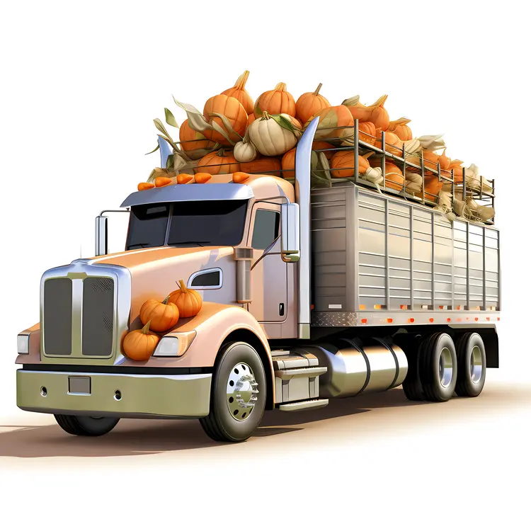 Truck Loaded with Pumpkins for Autumn Harvest