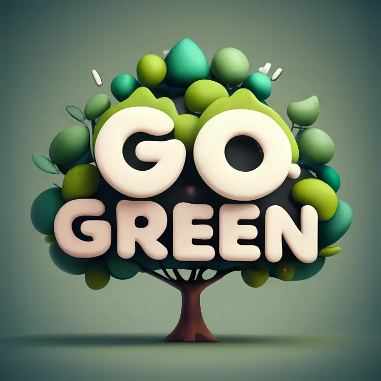 Go Green Sign with Tree and Leaves